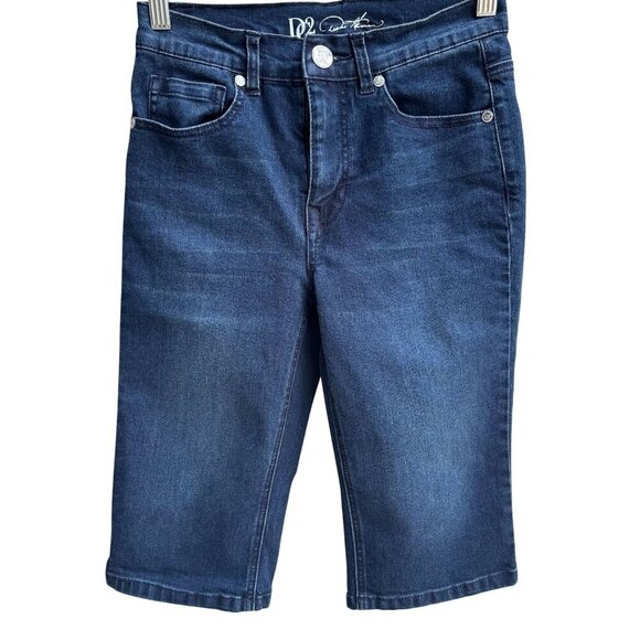 DG2 Diane Gilman Womens Blue Stretch Denim Preppy Summer Casual Bermuda Shorts 2 - Picture 1 of 9